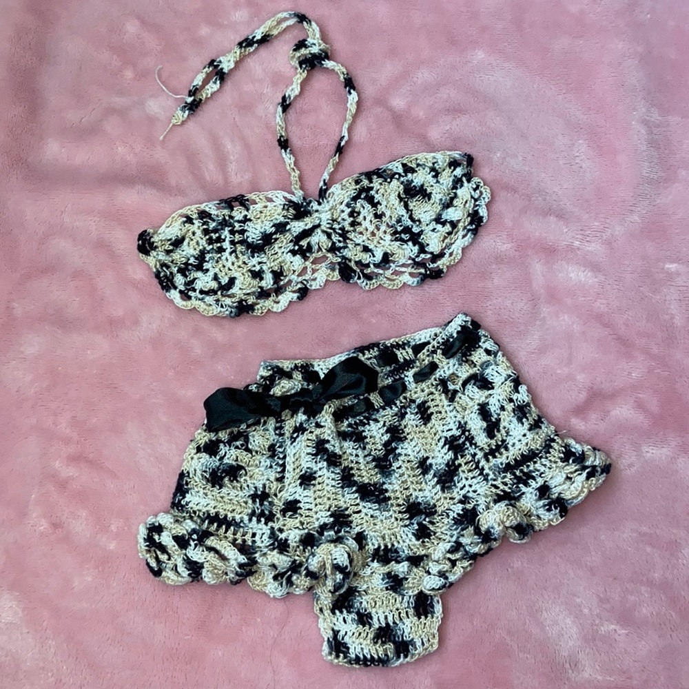 Baby girl knitted bikini top and bottom